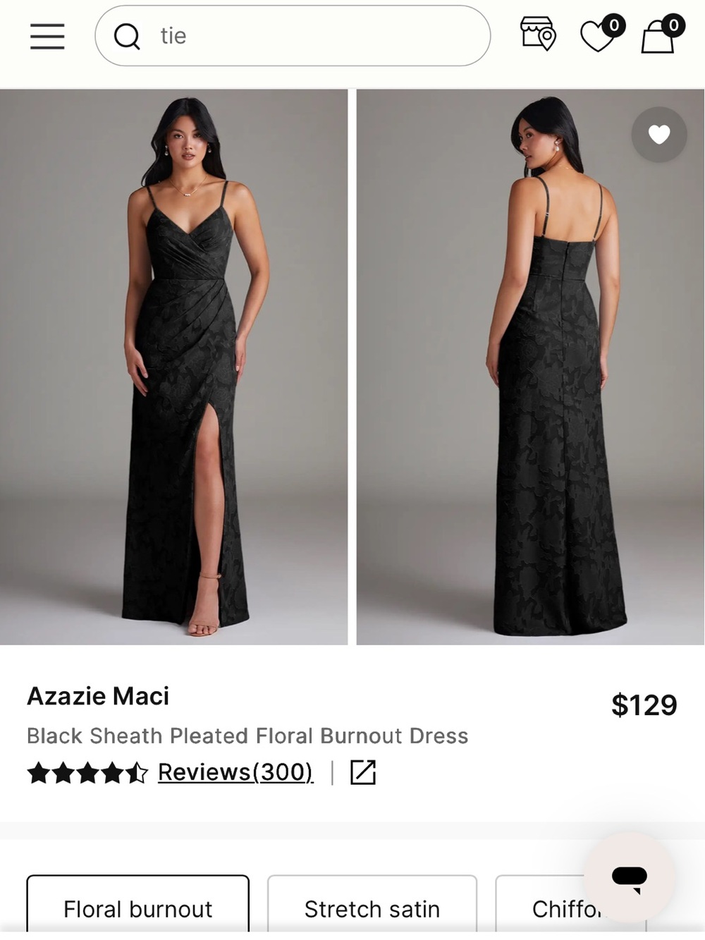 Azazie Black Pleated Floral Burnout Maxi Dress